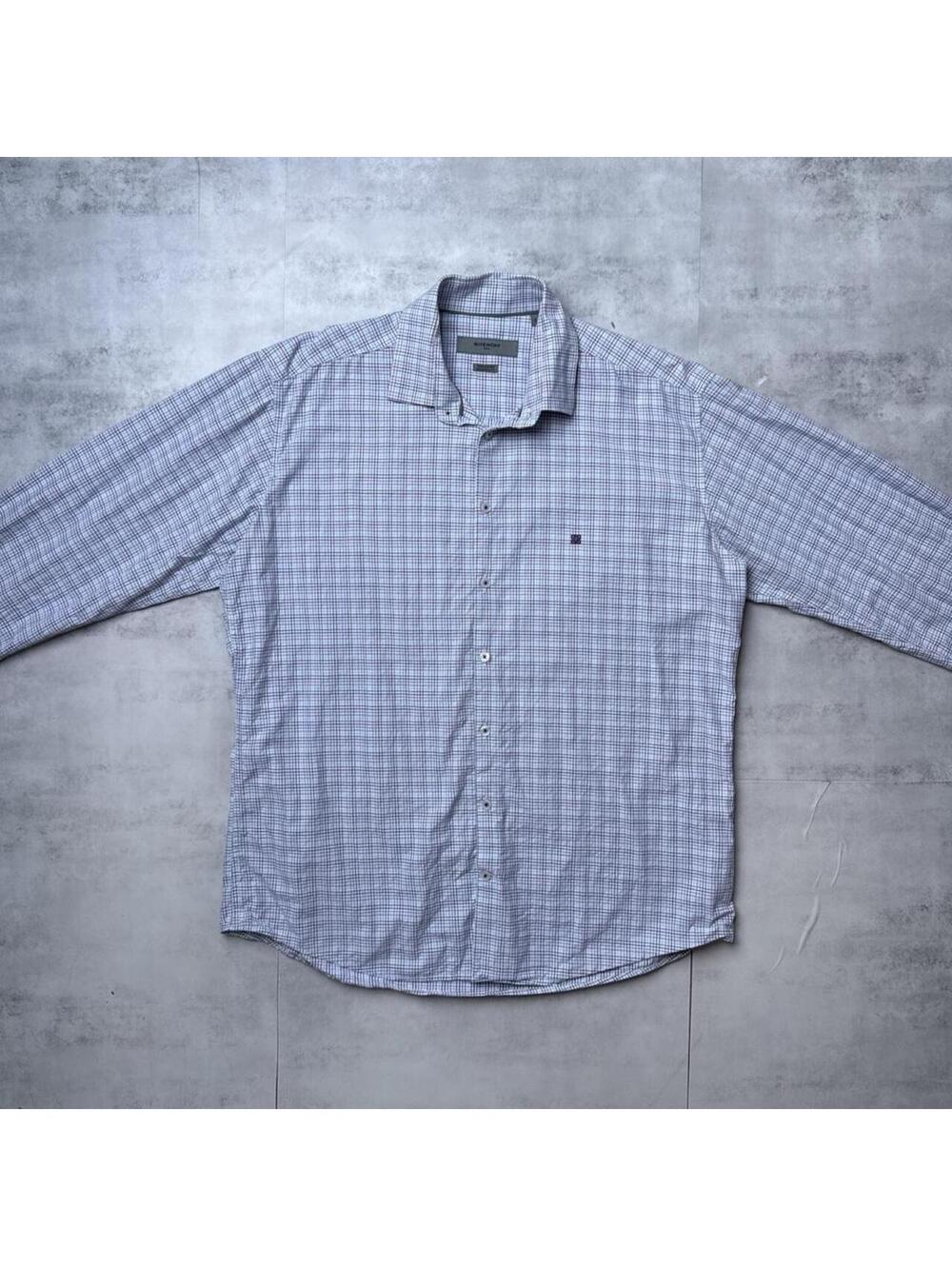 Y2K Givenchy blue & white plaid button up shirt